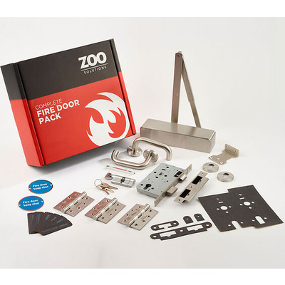 Zoo Hardware Commercial Office Fire Door Locking Kit, Satin Stainless Steel Finish - KITC3-FDP-C3 OFFICE LOCKING - FIRE RATED 30 MIN