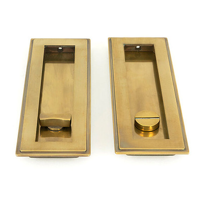 From The Anvil Art Deco Rectangular Pull Privacy Set (175mm OR 250mm), Aged Brass - 48308 AGED BRASS - 175mm x 60mm