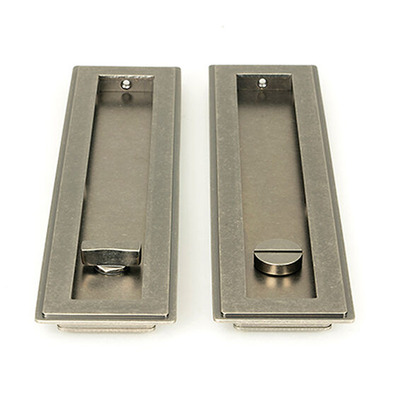 From The Anvil Art Deco Rectangular Pull Privacy Set (175mm OR 250mm), Pewter - 50174 PEWTER - 175mm x 60mm