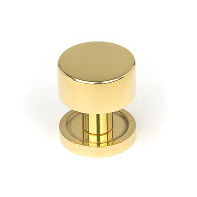 From The Anvil Kelso Cabinet Knob On Rose (25mm, 32mm Or 38mm), Polished Brass - 50292 POLISHED BRASS - 25mm