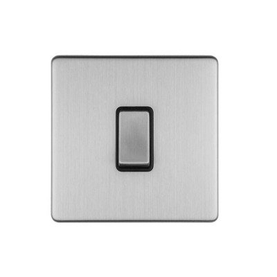 Carlisle Brass Eurolite Concealed 3mm 1 Gang Switch, Satin Stainless Steel With Black Trim - ECSS1SWB SATIN STAINLESS STEEL - BLACK TRIM