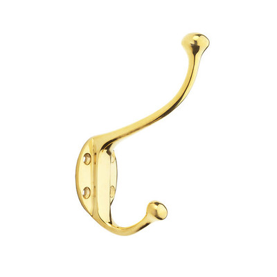 Alexander & Wilks Traditional Hat and Coat Hook, Unlacquered Brass - AW772UB UNLACQUERED BRASS