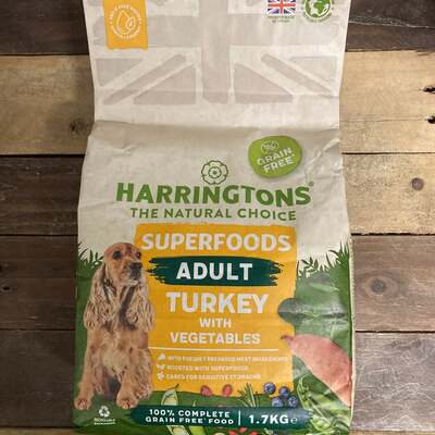 2x Harringtons Superfoods Grain-Free Turkey Adult Dog Food Bags (2x1.7kg)