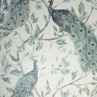 Image of Keeka Peacock Wallpaper Blue / Neutral Arthouse 923708