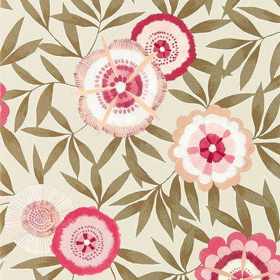Harlequin Komovi Floral Wallpaper Azalea Pink and Gilver HSAW112161