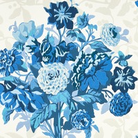 Image of Harlequin X Sophie Robinson Dahlia Bunch Wallpaper Lapis Blue HSRW113055