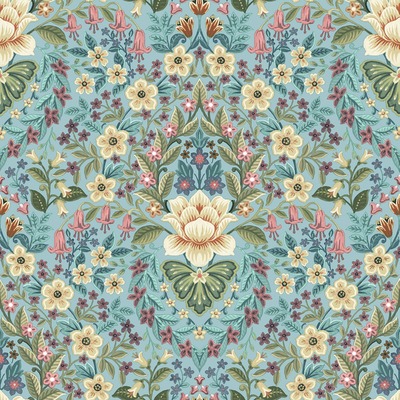 Into The Wild Floral Damask Wallpaper Blue Galerie 18518
