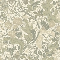 Image of Hjarterum Elise Arts and Crafts Inspired Wallpaper Olive Taupe Cream Galerie S83105