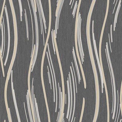 Shimmer Wave Wallpaper Black / Gold World of Wallpaper AF0023
