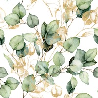 Image of Eucalyptus Leaves Wallpaper Green/Gold Muriva 210501