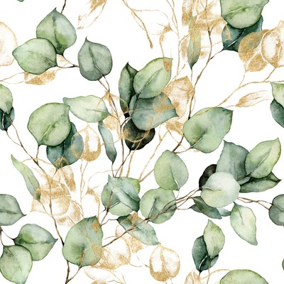 Eucalyptus Leaves Wallpaper Green/Gold Muriva 210501
