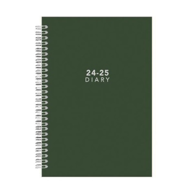 2024/2025 Spiral Bound Academic A5 Week To View Mid Year Diary - DARK GREEN