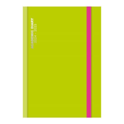 2024/2025 Academic A5 Day A Page Mid Year Hardback Diary - LIME GREEN
