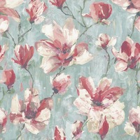 Camilla Floral Vinyl Wallpaper Pink / Teal Grandeco A72401