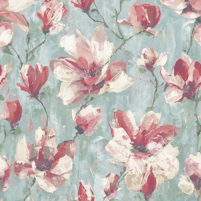 Camilla Floral Vinyl Wallpaper Pink / Teal Grandeco A72401
