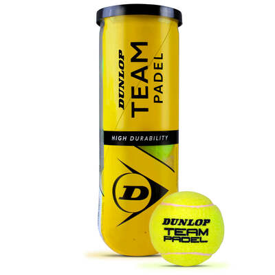 Dunlop Team Pressurised Padel Balls - Tube Of 3