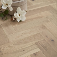 Parquet 18 x 90mm Seashell Light Oak Herringbone Solid Wood Flooring