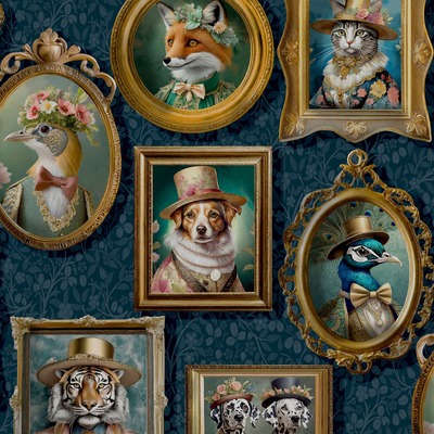 Regal Beasts Wallpaper Navy Holden 13791
