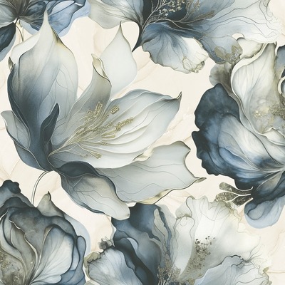 Elysian Floral Wallpaper Blue / Gold World of Wallpaper AF0033
