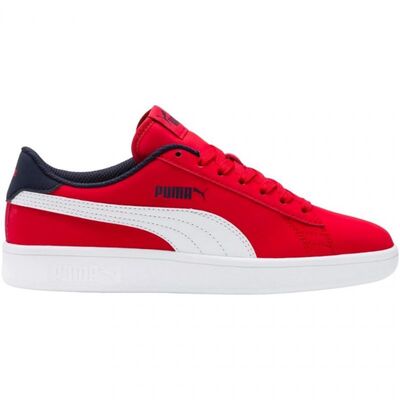 Puma Junior Smash v2 Buck High Risk Shoes - Red/Navy Blue/White
