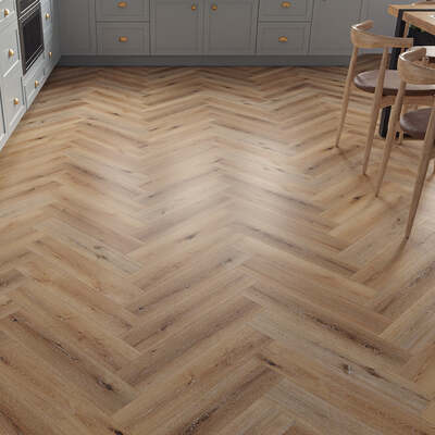 Lusso Taranto Duneside Oak Herringbone SPC Click Vinyl Flooring – Lusso