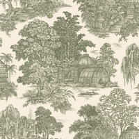 Osterley Gardens Toile Wallpaper Green Holden 13950