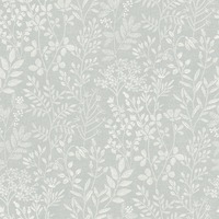 Karuna Embroidery Stitched Organic Trail Vinyl Wallpaper Grey Grandeco 205001