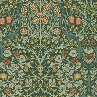 William Morris At Home Blackthorn Wallpaper Deep Green 124252