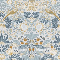 William Morris At Home Strawberry Thief Wallpaper Soft Blue 124232