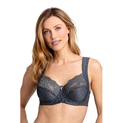 Miss Mary Of Sweden Jacquard & Lace Underwired Bra - Dark Grey