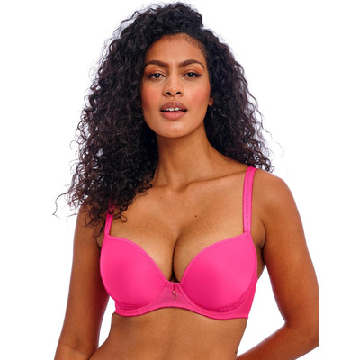 Freya Fascinate Underwired Moulded Plunge T Shirt Bra - Hot Pink