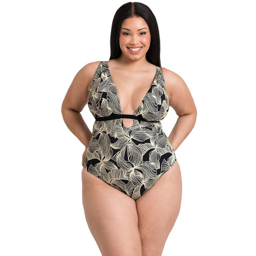 Curvy Kate Ripple Reef Reversible Non Wired Swimsuit - Black Print