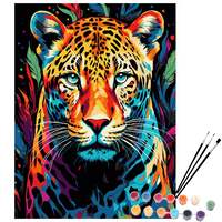 EXERZ Painting by Numbers Kit,30x40cm Canvas with Acrylic Pigment, Brushes and Accessories (Leopard)