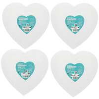 Exerz 20cm Heart Shape Stretched Canvas 4 Pack – 1.7cm 280GSM/ 100% Cotton Blank/Triple Primed