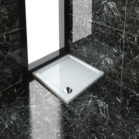 ELEGANT 760x760mm Ultra – Slim Low Profile Stone Resin Shower Tray + 90mm Fast Flow Waste