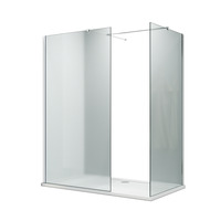 ELEGANT 1200X700mm Frosted Chrome Fittings Glass Easy Clean Walk-In Shower Enclosure (Inc Shower Panels + Stone Resin Tray + Waste)