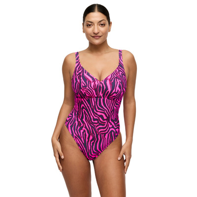 Prima Donna Malabo Plunge Wireless Swimsuit - Hot Pink Zebra