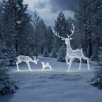 Outdoor Light Up Acrylic Christmas Reindeer Grand Stag and Mother and Baby