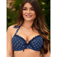 Pour Moi Daydreamer Padded Halter Bikini Top – Blue Multi – 32C