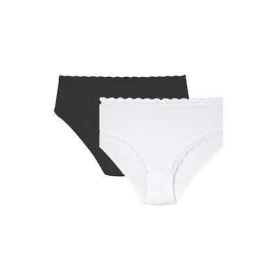 Bestform Collection Cotton Midi Brief 2 Pack - White and Black
