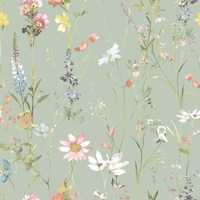 Elsie Floral Wallpaper Sage Green World of Wallpaper AF0044