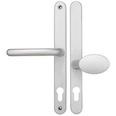 Fab & Fix Blenheim   Centres/PZ: 62mm (pad side) 92mm (lever side) Screw Centres: 240mm Backplate: 268mm x 32mm  - Silver