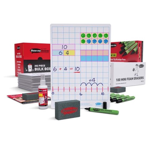Show-me Original A4 Whiteboards Gridded Bulk Pack of 100