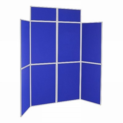 8 Panel Folding Display Stand Grey Frame/Royal Fabric