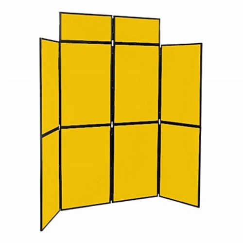 8 Panel Folding Display Stand Black Frame/Yellow Fabric