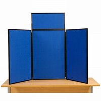 Image of 3 Panel Maxi Desk Top Display Stand Black Frame/Royal Fabric