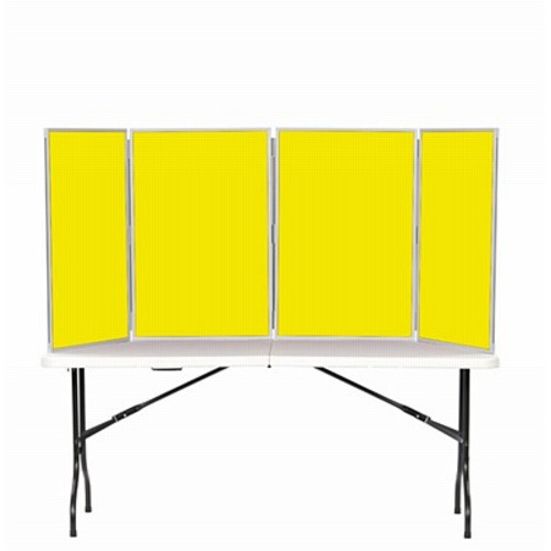 4 Panel Maxi Desk Top Display Stand Grey Frame/Yellow Fabric