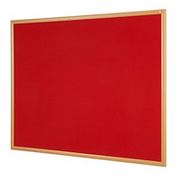 Image of Eco-Friendly Felt Noticeboard 1200x1200mm Red Felt Light Oak Effect Frame