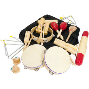 World Rhythm Pet7 17 Piece Percussion Set Classroom Kit With Carry