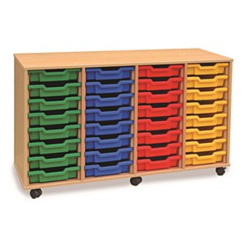 32 Shallow Tray Unit Maple Finish All Yellow Trays